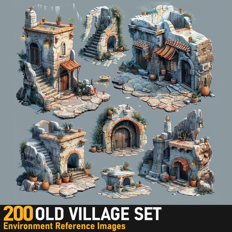 Village Concept Art, Magic Village, Environmental Concept Art, Food Photography Studio, Stone Archway, Lego Pirates, Concept Draw, Minecraft House Tutorials, Old Village