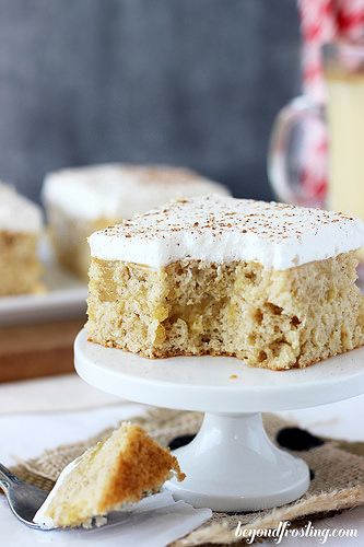 I guess you could say I am on a bit of an eggnog kick! Ever since I picked up my first carton of the season, my refrigerator has not been empty. Monday, I shared Eggnog Cream Pie Parfaits. This is what started my eggnog dessert obsession. It continues today with this Ultimate Eggnog Poke Cake. … Eggnog Poke Cake, Eggnog Dessert, Beyond Frosting, Eggnog Cake, Betty Crocker Cake, Rich Cake, Poke Cake Recipes, Poke Cakes, Cookie Flavors