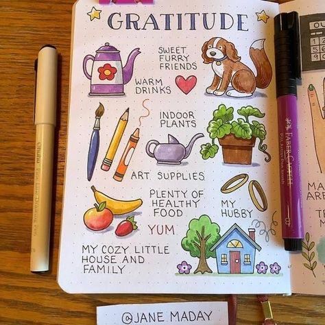 Gratitude Drawing Art, Gratitude Doodle, Gratitude Drawing, Jane Maday, Positivity Journal, Collage Craft, Doodle Diary, Doodles Ideas, Mini Art Journal