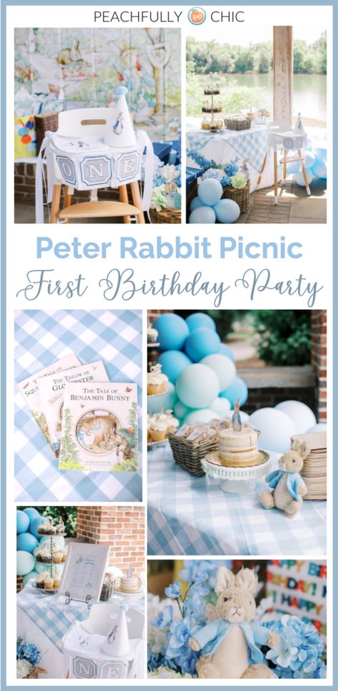 Peter Rabbit Themed - First Birthday Party Picnic Peter Rabbit Second Birthday Party, Beatrix Potter First Birthday, April Birthday Party Themes Boy, Easter Themed Birthday Party For Boy, Diy Peter Rabbit Decorations, First Birthday Peter Rabbit, 1st Birthday Peter Rabbit, Peter Rabbit First Birthday Party, Peter Cottontail Birthday Party