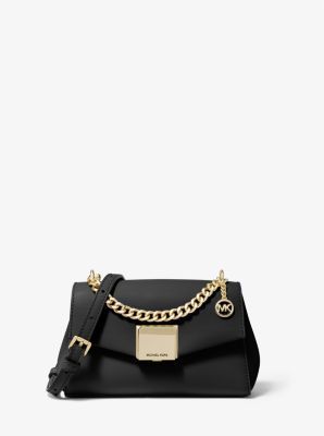 Lita Small Leather Crossbody Bag | Michael Kors Mk Handbags, Chain Top, Michael Kors Crossbody Bag, Luxury Purses, Black Leather Crossbody Bag, Michael Kors Crossbody, Leather Crossbody Purse, Black Crossbody, Purses Michael Kors