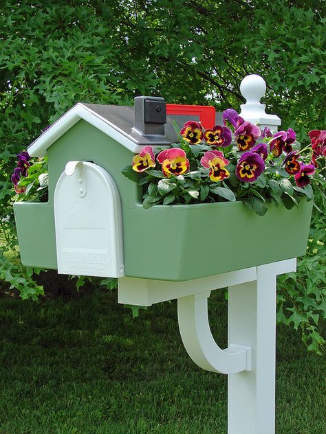 Classic Americana by creativespirit2009, via Flickr Mailbox Planter, Home Mailboxes, Cool Mailboxes, Mailbox Garden, Mailbox Makeover, Mailbox Landscaping, Green Spray Paint, Painted Mailboxes, Diy Mailbox