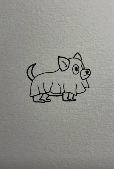 Dog Ghost Tattoo Ideas, Corgi Tattoo, Simple Cartoon Characters, Line Drawing Tattoos, Dog Outline, Ghost Tattoo, Handpoke Tattoo, Cute Little Tattoos, Little Doodles