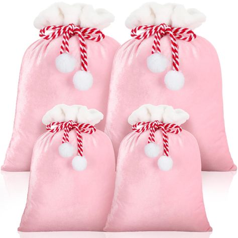 PRICES MAY VARY. Bulk Velvet Christmas Gift Bags for Kids: you will get 4 pcs red Santa gift sacks assorted size, 2 pcs 35" x 28" large Santa gift bags and 2 pcs 28" x 20" small Santa Claus bags, these Christmas bags are nice for Christmas gifts, dolls, and you can use them to costume Mrs. and Mr. Claus, enough quantity to meet your needs Durable and Reusable Material: our Santa bags are made of quality and thicken velvet, beautiful white fake fur and usable drawstrings, different size bags suit Santa Gift Bags, Amazon Christmas Gifts, Christmas Gift Sack, Christmas Santa Gifts, Best White Elephant Gifts, Xmas Toys, Santa Costume, Gift Sack, Pink Christmas Decorations