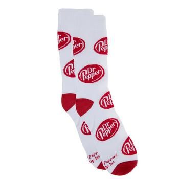 Show Size: Unisex One Size Fits Most Color: Red & White Content: 97% Polyester & 3% Spandex UPC: 740107074947 Quantity: 1 Pair Care: Machine Wash, Warm Do Not Bleach Tumble Dry Low Do Not Iron Strut your stuff when you wear your favorite brand of soda! Dr. Pepper Crew Socks feature the red Dr. Pepper logo against a white background. Their soft material will keep your toes nice and comfortable. Crack open a can of soda and lounge around the house wearing these fun socks! Dr Pepper Socks, Dr Pepper Merch, Dr Pepper Stuff, Dr Pepper Cup, Dr Pepper Logo, Doctor Pepper, Sock Store, Wearable Art Fashion, Freebies By Mail