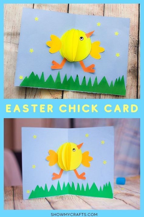 This easy easter pop up chick card is a very easy easter craft. You can make this with a chick printable template or without. Great handmade card for kids that is easy and fun to make #eastercrafts #eastercraftsforkids #popupcard #popupchickcard Diy Easter Cards For Kids, Easter Cards For Kids To Make, Easter Cards Preschool, Easter Cards For Children, Easter Cards For Kids, Card For New Year, Kids Easter Cards, New Year Card Ideas, New Year Card Making