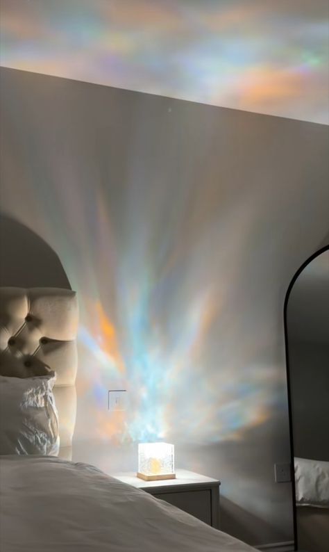 This lamp totally transforms your room😍 Ocean Wave Projector, Aura Lamp, Galaxy Light Projector, Kids Ceiling, Ceiling Projector, Galaxy Light, Cube Lamps, Galaxy Projector, Sensory Lights