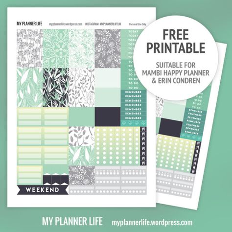 myplannerlife-freeprintable-mintjungle Happy Planner Printables, Life Printables, Decorated Boxes, Free Planner Printables, Big Happy Planner, Free Printable Planner Stickers, Free Planner Stickers, Mambi Happy Planner, Free Printable Stickers