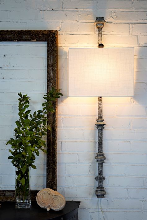 "Click below for more Wall Sconce options https://www.etsy.com/shop/FerroDesignsLLC?section_id=29492267 We handcraft our Square Collar Wall Sconce in our own workshop in Middle Tennessee from authentic cast iron and steel. Our unique hand applied textural finish replicates a time worn vintage architectural element and adds so much charm. Topped with a beautiful natural linen lamp shade to gently diffuse light in your space. You will appreciate the robust weight, feel, and appearance of our light Sconces Dining Room Wall, Farmhouse Sconces, Wall Lamps Diy, French Country Wall Decor, Farmhouse Wall Sconces, Shabby Chic Wall, Sconces Living Room, Antique Light Fixtures, Country Wall Decor