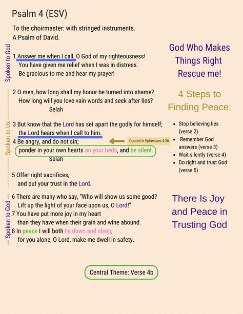 Poetic Techniques, Rest In God, Psalm 4, Book Of Psalms, Bible Study Notebook, Beautiful Bible Verses, Bible Study Verses, Encouraging Bible Verses, Bible Notes