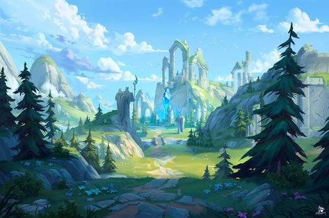 Environment art we have created for League of Legends: Wild Rift by Riot Games. Big thanks to the Riot Games team for the guidance and feedback! Wild Rift, Environment Painting, Environment Art, Game Background, Fantasy Castle, Game Concept Art, Fantasy Places, Riot Games, Big Thanks