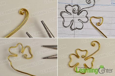 Make a wire wrapped 4 leaf clover Holiday Jewelry Ideas, Lucky Design, 4 Leaf Clovers, Body Jewelry Diy, Copper Wire Art, Wire Jewelry Patterns, Irish Crafts, Diy Wire Earrings, Wire Craft