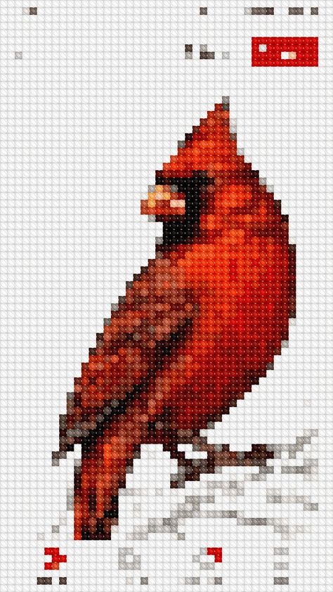 Cardinal Cross Stitch Pattern, Beaded Pictures, Cardinal Birds Art, Stitch App, Beads Pictures, Red Bird, Cardinal Birds, Cross Stitch Patterns Christmas, Tiny Treasures