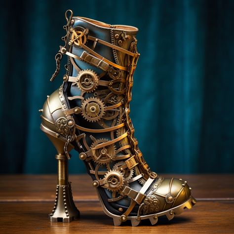 AI Art on canvas, notebooks, tumblers a d more. Steampunk Shoes Diy, Steam Punk Shoes, Robecca Steam, Steampunk Shoes, Steampunk Boots, Steampunk Ideas, Leather Outfits Women, Victorian Boots, Lace Ankle Boots