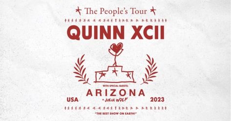 On the heels of the release of his new album, The People’s Champ, Platinum singer and songwriter Quinn XCII reveals the North American leg of “The People’s Tour” today with special guests A R I Z O N A and Julia Wolf. Produced by Live Nation, the tour kicks off on May 5th in Boston at MGM Music Hall at Fenway and includes stops ... Read more Quinn Xcii Tattoo, Julia Wolf, Quinn Xcii, Huntington Bank, Apple Pop, Live Nation, Red Rock Amphitheatre, Another Day In Paradise, The Late Late Show