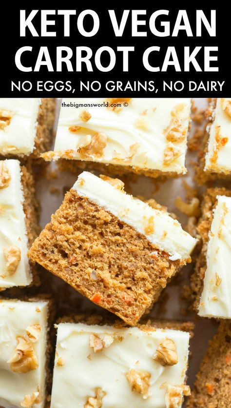 Keto Recipes No Eggs, Egg Free Keto Dessert, Gluten Free Egg Free Carrot Cake, Keto Vegan Gluten Free Desserts, Carrot Cake Low Carb, Egg Free Keto Recipes, Keto Vegan Cake Recipes, Grain Free Carrot Cake, No Egg Carrot Cake