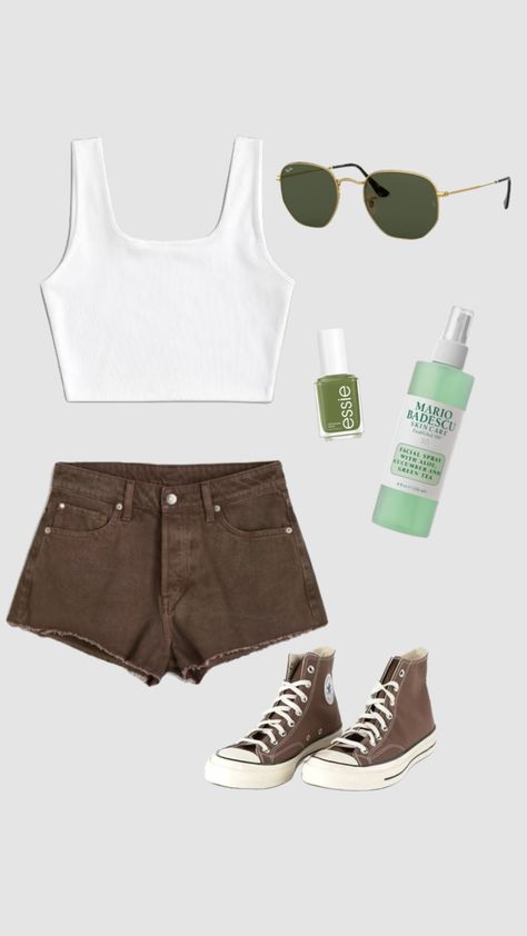 #myfirstshuffle #outfitinspo #summer #summerinspo #summeraesthetic #summeroutfit #brown #brownaestheitc #green #greenaesthethic #sunglasses #converse #conversestyle Brown Converse Outfit, Converse Outfit Summer, Brown Converse, Converse Outfit, Converse Style, Outfits With Converse, Ootd Summer, Outfit Summer, Summer Aesthetic