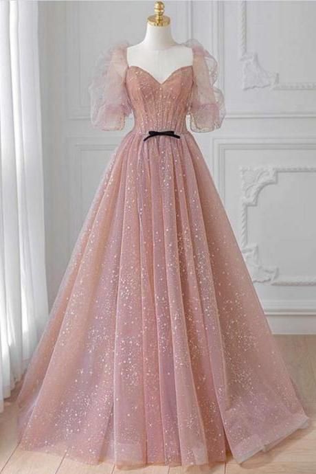 Aesthetic Gowns Vintage, Starry Night Gown, Spring Ball, Prom Dress Pink, Pink Long Dress, Formal Occasion Dress, A Line Prom Dress, Pink Evening Dress, Gowns Dresses Elegant