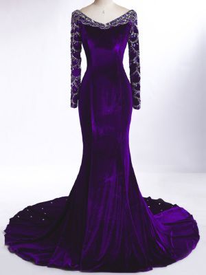 A mature and elegant purple dress for you! Purple Gala Dress Silk, Purple Wedding Dress Mermaid, Royal Purple Evening Gown, Dark Purple Gown Elegant, Purple Velvet Prom Dress, Purple Elegant Dresses, Dark Purple Wedding Dress, Deep Purple Prom Dress, Purple Victorian Dress