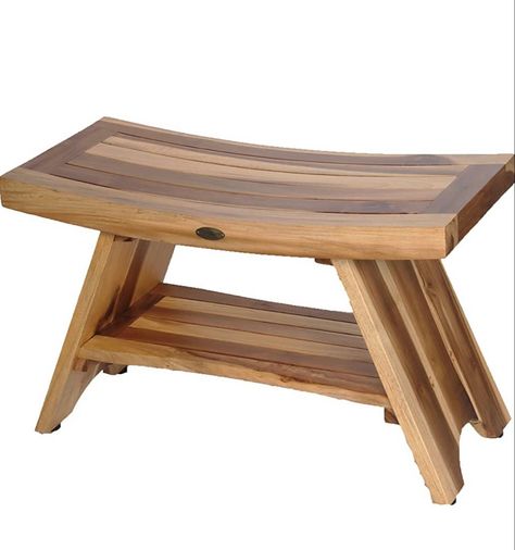 Serenity Shower Stool Natural Teak Wood Eastern Style Shower Bench Teak Shower Seat, Teak Shower Stool, Teak Bench Outdoor, Wood Shower Bench, Shower Benches, Teak Shower Bench, Teak Patio Furniture, Beachfront Decor, Shower Stool