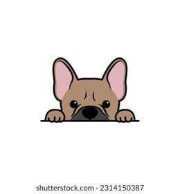 Cute French Bulldog fawn color peeking cartoon, vector illustration Cartoon French Bulldog, French Bulldog Character Design, French Bulldog Cartoon Illustrations, Bulldog Cartoon Illustrations, Frenchie Sticker, French Bulldog Cartoon, Fawn Colour, Cute Bulldogs, Cute French Bulldog