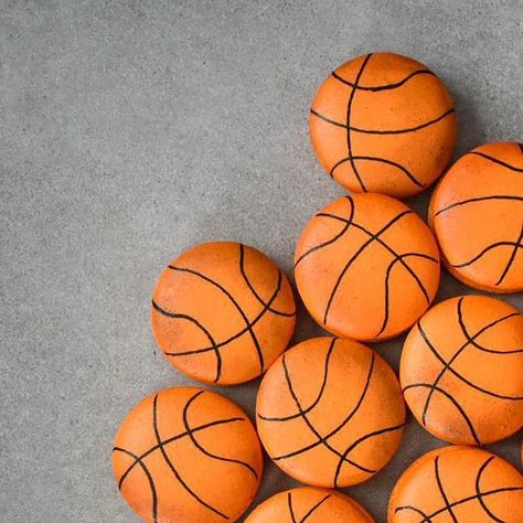 Basketball Macarons, Olympic Desserts, Orange Desserts, Custom Macarons, August 11, 9th Birthday, Macarons, Basketball, Orange