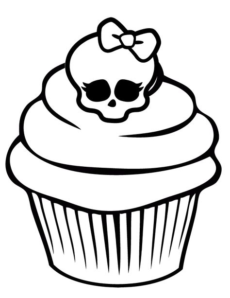 Coloring pages - food Cupcake Colouring, Monster High Printables, Monster High Cupcakes, Cupcake Vintage, Shopkins Colouring Pages, Minnie Mouse Coloring Pages, Cupcake Coloring Pages, Happy Birthday Coloring Pages, Skull Coloring Pages