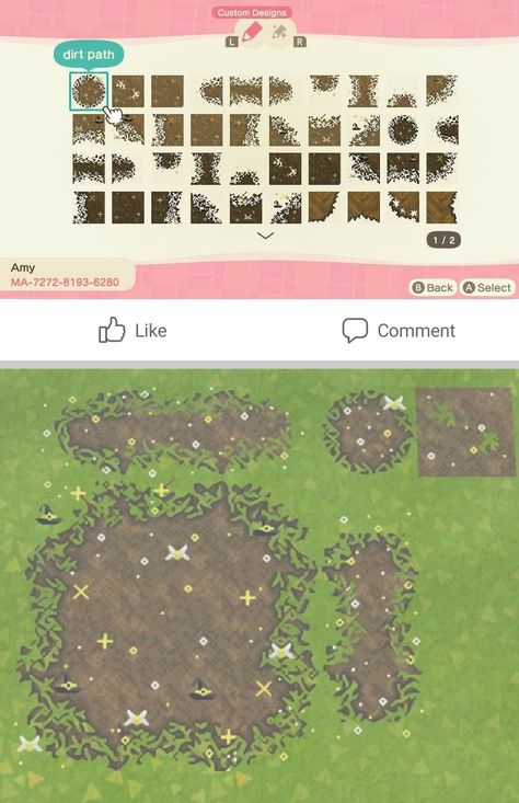 Animal Crossing Design Codes Dirt Path, Circle Dirt Path Animal Crossing, Acnh Dark Dirt Path Codes, Moss Animal Crossing, Acnh Paths Designs Dirt, Acnh Tire Tracks, Acnh Dirt Road Design Code, Acnh Dark Dirt Path, Acnh Mushroom Codes