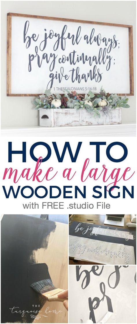 This tutorial is so easy and I made this sign with mostly items I had around the house. LOVE how it turned out! | How to Make a Large Wooden Sign Diy Bricolage, Diy Wood Signs, Diy Holz, Mason Jar Diy, Mason Jar Crafts, Easy Home Decor, Décor Diy, Diy Signs, Jar Crafts