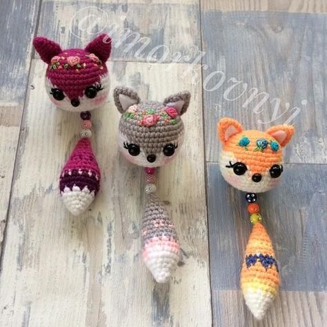 Fox Keychain, Kat Haken, Chat Crochet, Funny Keychain, Amigurumi Fox, Key Keychain, Bunny Amigurumi, Confection Au Crochet, Crochet Keychain Pattern