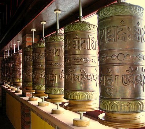 Tibetan Prayer Wheels, via Flickr. Tibetan Bells, Tibetan Monk, Buddhism Symbols, Dharamsala, Prayer Wheel, Tibetan Art, Buddhist Monk, Buddha Image, Tibetan Buddhism