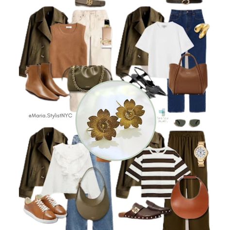 A capsule kind of wardrobe styled by @maria.stylistnyc with my Brass Buttercup and Quartz Earrings and I think they compliment each and every one of these slightly different outfits, bringing some whimsy to army green and earthy browns. Easy, smart styling to make your day that much simpler is my jam! #sarasela #artisanjewelry #organicbeauty #elevateyourstyle #stylegoals #fallfashion #armygreen #earthycolors #saraselajewelry #fashiontrends #fashionstylist #accessorize #confidenceboost #inspi... My Jam, Confidence Boost, Different Outfits, Wardrobe Style, Earthy Colors, Quartz Earrings, Organic Beauty, Fashion Stylist, Artisan Jewelry