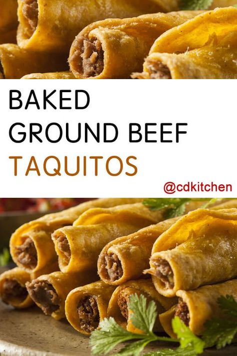 Ground Beef Taquitos Recipe, Ground Beef Taquitos, Rolled Tacos, Beef Taquitos, Taquitos Beef, Taquitos Recipe, God Mat, Think Food, Creamy Cheese