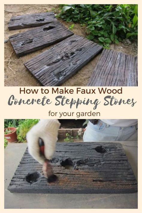 How to create realistic faux-wood concrete stepping stones for your garden. These look amazing! Wet Concrete, Cement Projects, Concrete Stepping Stones, Stepping Stones Diy, Concrete Diy Projects, Crumpled Paper, Garden Stepping Stones, Concrete Ideas, Concrete Steps