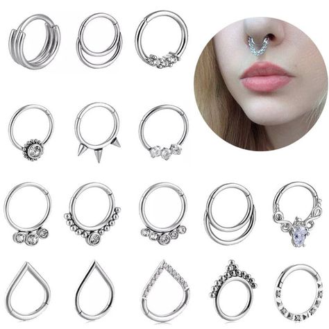 Piercing Ear Cartilage, Goth Piercings, Opal Body Jewelry, Ring Septum Piercing, Piercing For Women, Nose Ring Septum, Piercing Shop, Nose Rings, Septum Piercing