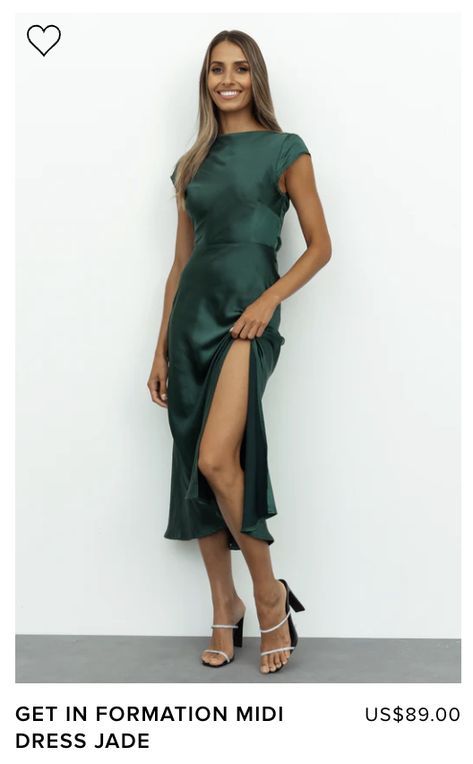 Wedding Guest Dress Emerald Green, Emerald Midi Dress, Wedding Cheongsam, Outfit Links, Bodycon Dress Formal, High Neck Midi Dress, Red Slip Dress, 27 Dresses, Long Sleeve Dress Formal