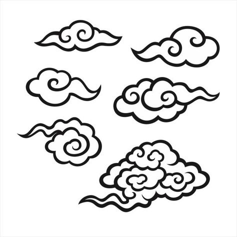 Free Chinese Clouds Vectors 104085 Vector Art at Vecteezy Japanese Cloud Design, Nubes Japonesas Tattoo, Chinese Cloud Tattoo, Japanese Cloud Tattoo Design, Cloud Japanese, Japanese Cloud Tattoo, Chinese Clouds, Cloud Tattoo Design, Koi Fish Drawing