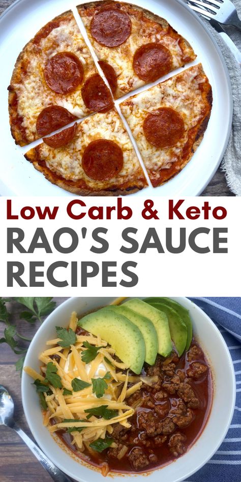 Here are some of the best low-carb and keto recipes using Rao's pasta sauce! Keto Recipes With Raos Sauce, Keto Recipes With Marinara Sauce, Raos Sauce Recipes Keto, Raos Pizza Sauce Recipe, Recipes Using Rao’s Sauce, Rao Sauce Recipe, Raos Recipes Dinners, Recipes With Raos Marinara, Raos Recipes