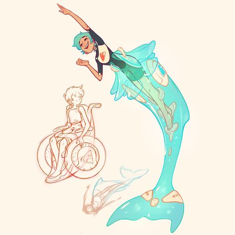 Jellybots - #DailyJellyJam on Behance Nicholas Kole, Heroic Fantasy, Desen Anime, Mermaid Art, Cool Stuff, A Drawing, Creature Art, Wheelchair, Fantasy Character Design