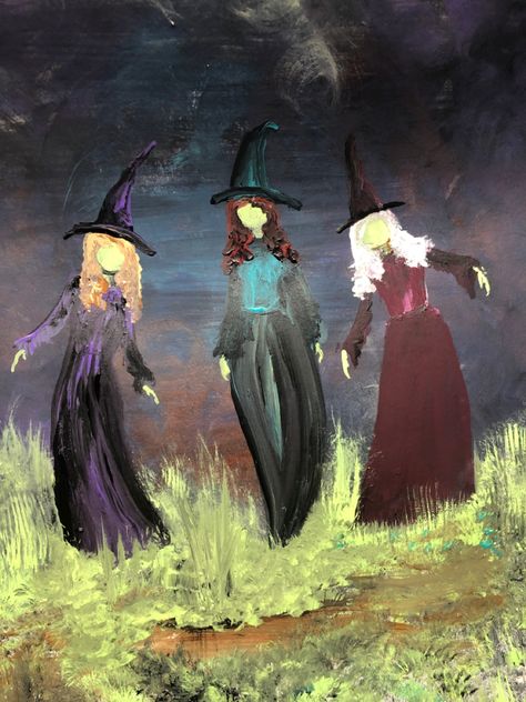 3 Witches Art, Three Witches Aesthetic, Three Sisters Aesthetic, 3 Witches, Sister Photoshoot, Witch Sisters, Witch Painting, Three Witches, Witchy Art