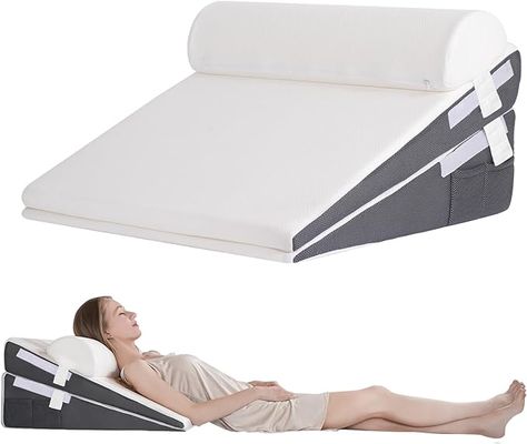 Amazon.com: GOHOME Bed Wedge Pillow with Cooling Memory Foam Top Removable,3 in 1 Bamboo Triangle Pillow Wedge for Sleeping-Help with Acid Reflux, Heartburn, Snoring, Legs and Back Pain : Health & Household Pillow Wedge, Bed Wedge Pillow, Bed Wedge, Triangle Pillow, Wedge Pillow, Sleep Help, Acid Reflux, Back Pain, Memory Foam