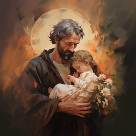 Feast Of St Joseph, Saint Joseph Art, Chalk Art Festival, St Joseph Catholic, Church Aesthetic, Jesus Christ Artwork, Religious Pictures, Christian Images, Catholic Images