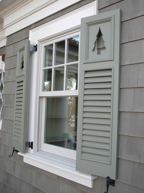 Cottage Shutters Exterior Design, Pictures, Remodel, Decor and Ideas Shutters Design, Hamptons Architecture, Cottage Shutters, Columns Interior, Wood Shutters Exterior, Window Shutters Exterior, Skylight Design, Velux Skylights, Louvered Shutters