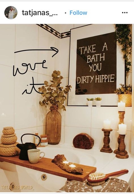 Boho Half Bath, Take A Bath You Dirty Hippie, Toilet Room Decor, Dirty Hippie, Bathroom Upgrade, Hippie Homes, Take A Bath, Aesthetic Bathroom, Toilet Room