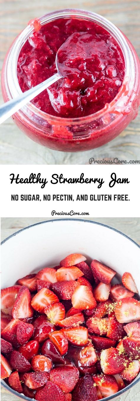 How To Make Healthy Jam, Strawberry Jam With Maple Syrup, Vegan Strawberry Jam, Healthy Jam Recipes, Strawberry Jam Healthy, Healthy Jelly Recipes, Strawberry Jam With Honey, Healthy Strawberry Jam Recipe, Strawberry Recipes Healthy