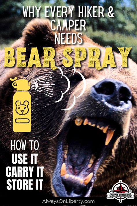 Why you should carry bear spray when hiking, backpacking and camping in bear country. Does bear pepper spray work as the manufacturers claim or is it a gimmick or scam to just get you to buy it? Do these type of bear deterrents just offer a false sense of security to make you think you’re safe from a bear encounter? #bears #hikingtips #backpackingtips #hunting #fishing Bear Deterrent, Bear Attack, Rv Organization, Country Bears, Rv Maintenance, Bear Spray, Survival Shelter, Rv Lifestyle, Hiking Backpacking