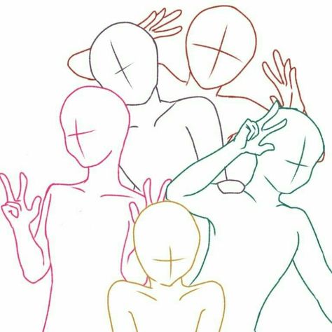 5 Characters Drawing Base, Drawing Of 5 Friends, Group Of 5 Reference, Squad Drawing Base Group Of 5, 5 Friends Drawing Base, Drawing 5 Friends, 5 People Template, Group Of 3 Drawing, 5 Base Drawing