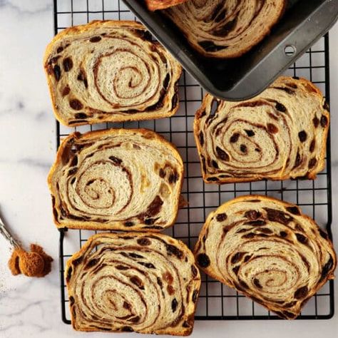 The Best Cinnamon Raisin Bread - Pastry Chef Online Homemade Cinnamon Raisin Bread, Sourdough Cinnamon Raisin Bread, Sourdough Cinnamon Raisin, Raisin Bread Recipe, Cinnamon Raisin Bread Recipe, King Arthur Recipes, Cinnamon Bread Recipe, Bread Pastry, Swirl Bread