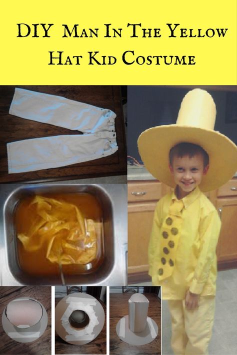 diy-man-in-the-yellow-hat-kid-costume Man With The Yellow Hat Costume, Man In The Yellow Hat Costume, Man With The Yellow Hat, Sew Costume, Man In The Yellow Hat, Kid Costume, 2015 Halloween Costumes, October Baby, Diy Costumes Kids