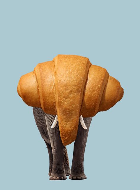 Food Surrealism, Photo Manipulate, Croissant Design, Food Collage, Graphic Shapes Design, Food Art Photography, Magazine Collage, Art And Craft Videos, Food Poster Design